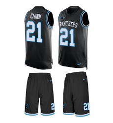 Men's Nike Carolina Panthers #21 Jeremy Chinn Black Team Color Stitched NFL Limited Tank Top Suit Jersey