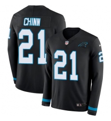 Men's Nike Carolina Panthers #21 Jeremy Chinn Black Team Color Stitched NFL Limited Therma Long Sleeve Jersey