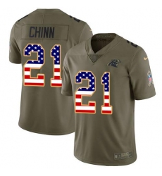 Men's Nike Carolina Panthers #21 Jeremy Chinn OliveUSA Flag Stitched NFL Limited 2017 Salute To Service Jersey