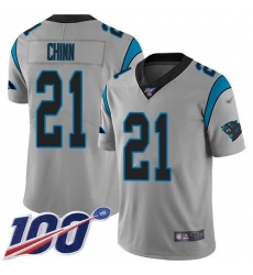 Men's Nike Carolina Panthers #21 Jeremy Chinn Silver Stitched NFL Limited Inverted Legend 100th Season Jersey