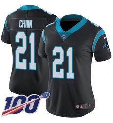 Women's Nike Carolina Panthers #21 Jeremy Chinn Black Team Color Stitched NFL 100th Season Vapor Untouchable Limited Jersey