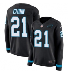 Women's Nike Carolina Panthers #21 Jeremy Chinn Black Team Color Stitched NFL Limited Therma Long Sleeve Jersey