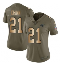 Women's Nike Carolina Panthers #21 Jeremy Chinn OliveGold Stitched NFL Limited 2017 Salute To Service Jersey