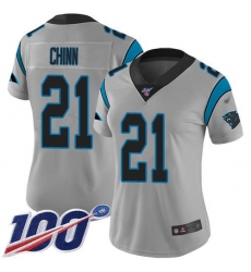 Women's Nike Carolina Panthers #21 Jeremy Chinn Silver Stitched NFL Limited Inverted Legend 100th Season Jersey