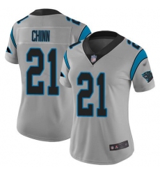 Women's Nike Carolina Panthers #21 Jeremy Chinn Silver Stitched NFL Limited Inverted Legend Jersey