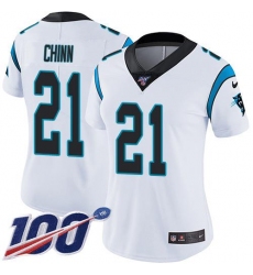 Women's Nike Carolina Panthers #21 Jeremy Chinn White Stitched NFL 100th Season Vapor Untouchable Limited Jersey