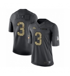 Men's Denver Broncos #3 Drew Lock Limited Black 2016 Salute to Service Football Jersey