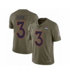 Men's Denver Broncos #3 Drew Lock Limited Olive 2017 Salute to Service Football Jersey