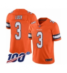 Men's Denver Broncos #3 Drew Lock Limited Orange Rush Vapor Untouchable 100th Season Football Jersey