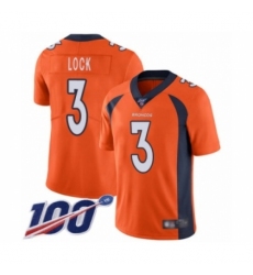 Men's Denver Broncos #3 Drew Lock Orange Team Color Vapor Untouchable Limited Player 100th Season Football Jersey