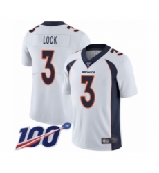 Men's Denver Broncos #3 Drew Lock White Vapor Untouchable Limited Player 100th Season Football Jersey