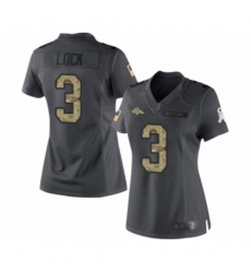 Women's Denver Broncos #3 Drew Lock Limited Black 2016 Salute to Service Football Jersey