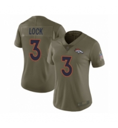 Women's Denver Broncos #3 Drew Lock Limited Olive 2017 Salute to Service Football Jersey