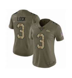 Women's Denver Broncos #3 Drew Lock Limited Olive Camo 2017 Salute to Service Football Jersey