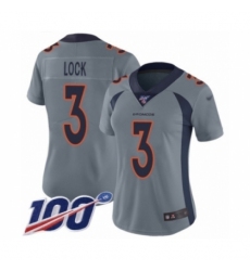 Women's Denver Broncos #3 Drew Lock Limited Silver Inverted Legend 100th Season Football Jersey