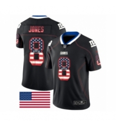 Men's New York Giants #8 Daniel Jones Limited Black Rush USA Flag Football Jersey