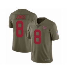 Men's New York Giants #8 Daniel Jones Limited Olive 2017 Salute to Service Football Jersey
