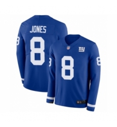 Men's New York Giants #8 Daniel Jones Limited Royal Blue Therma Long Sleeve Football Jersey