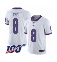 Men's New York Giants #8 Daniel Jones Limited White Rush Vapor Untouchable 100th Season Football Jersey