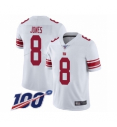 Men's New York Giants #8 Daniel Jones White Vapor Untouchable Limited Player 100th Season Football Jersey