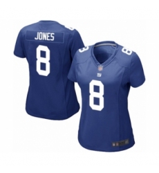 Women's New York Giants #8 Daniel Jones Game Royal Blue Team Color Football Jersey