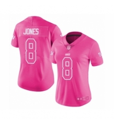 Women's New York Giants #8 Daniel Jones Limited Pink Rush Fashion Football Jersey