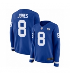 Women's New York Giants #8 Daniel Jones Limited Royal Blue Therma Long Sleeve Football Jersey