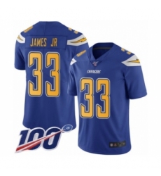 Men's Los Angeles Chargers #33 Derwin James Limited Electric Blue Rush Vapor Untouchable 100th Season Football Jersey