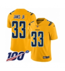 Men's Los Angeles Chargers #33 Derwin James Limited Gold Inverted Legend 100th Season Football Jersey