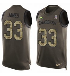 Men's Nike Los Angeles Chargers #33 Derwin James Limited Green Salute to Service Tank Top NFL Jersey