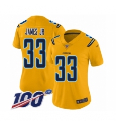 Women's Los Angeles Chargers #33 Derwin James Limited Gold Inverted Legend 100th Season Football Jersey