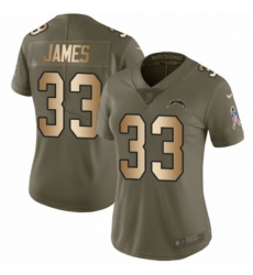 Women's Nike Los Angeles Chargers #33 Derwin James Limited Olive Gold 2017 Salute to Service NFL Jersey