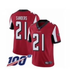 Men's Atlanta Falcons #21 Deion Sanders Red Team Color Vapor Untouchable Limited Player 100th Season Football Jersey