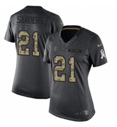 Women's Nike Atlanta Falcons #21 Deion Sanders Limited Black 2016 Salute to Service NFL Jersey