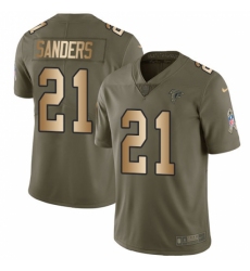 Youth Nike Atlanta Falcons #21 Deion Sanders Limited Olive/Gold 2017 Salute to Service NFL Jersey
