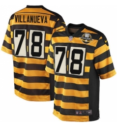 Men's Nike Pittsburgh Steelers #78 Alejandro Villanueva Game Yellow/Black Alternate 80TH Anniversary Throwback NFL Jersey