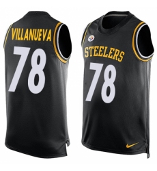 Men's Nike Pittsburgh Steelers #78 Alejandro Villanueva Limited Black Player Name & Number Tank Top NFL Jersey