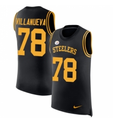 Men's Nike Pittsburgh Steelers #78 Alejandro Villanueva Limited Black Rush Player Name & Number Tank Top NFL Jersey