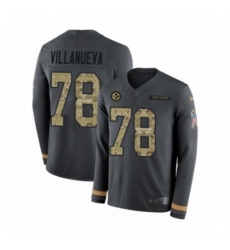 Men's Nike Pittsburgh Steelers #78 Alejandro Villanueva Limited Black Salute to Service Therma Long Sleeve NFL Jersey