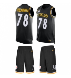 Men's Nike Pittsburgh Steelers #78 Alejandro Villanueva Limited Black Tank Top Suit NFL Jersey