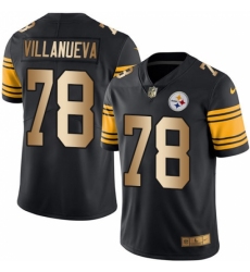 Men's Nike Pittsburgh Steelers #78 Alejandro Villanueva Limited Black/Gold Rush Vapor Untouchable NFL Jersey