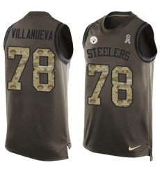 Men's Nike Pittsburgh Steelers #78 Alejandro Villanueva Limited Green Salute to Service Tank Top NFL Jersey