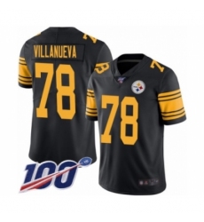 Men's Pittsburgh Steelers #78 Alejandro Villanueva Limited Black Rush Vapor Untouchable 100th Season Football Jersey