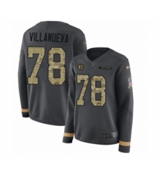 Women's Nike Pittsburgh Steelers #78 Alejandro Villanueva Limited Black Salute to Service Therma Long Sleeve NFL Jersey