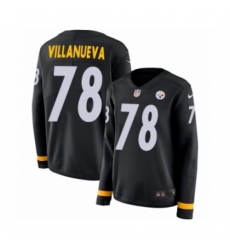 Women's Nike Pittsburgh Steelers #78 Alejandro Villanueva Limited Black Therma Long Sleeve NFL Jersey