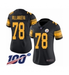 Women's Pittsburgh Steelers #78 Alejandro Villanueva Limited Black Rush Vapor Untouchable 100th Season Football Jersey