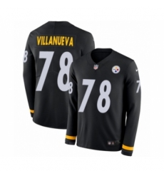 Youth Nike Pittsburgh Steelers #78 Alejandro Villanueva Limited Black Therma Long Sleeve NFL Jersey