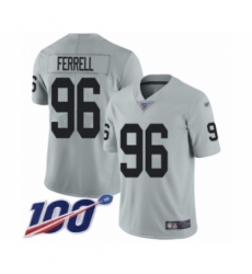 Men's Oakland Raiders #96 Clelin Ferrell Limited Silver Inverted Legend 100th Season Football Jersey