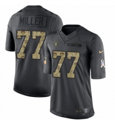 Men's Nike Oakland Raiders #77 Kolton Miller Limited Black 2016 Salute to Service NFL Jersey