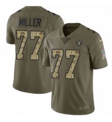 Men's Nike Oakland Raiders #77 Kolton Miller Limited Olive/Camo 2017 Salute to Service NFL Jersey